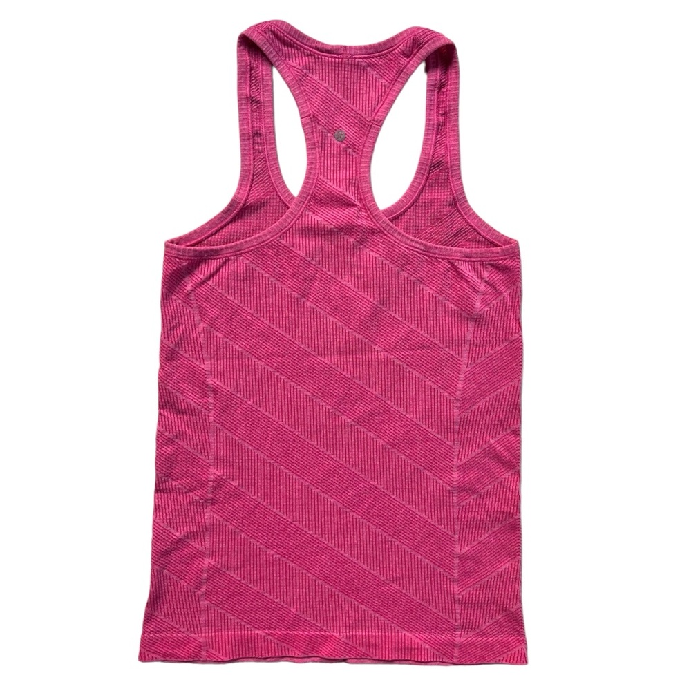 Lululemon Athletica Womens Size 4 Pink Magenta Stripe Textured Swiftly Tech Tank